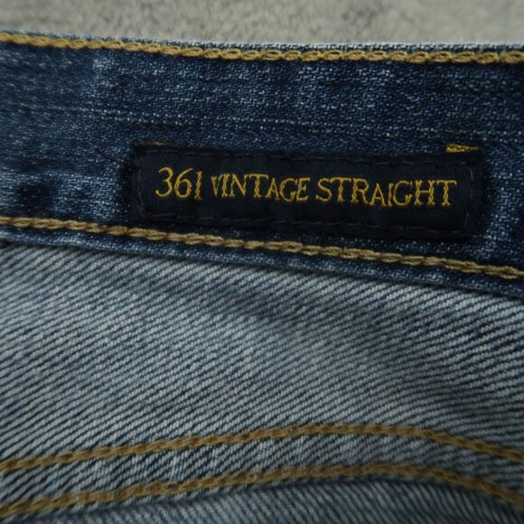 Lucky Brand Jeans Mens 38x32 Blue 361 Vintage Straight Stretch Denim Distressed - Picture 7 of 16